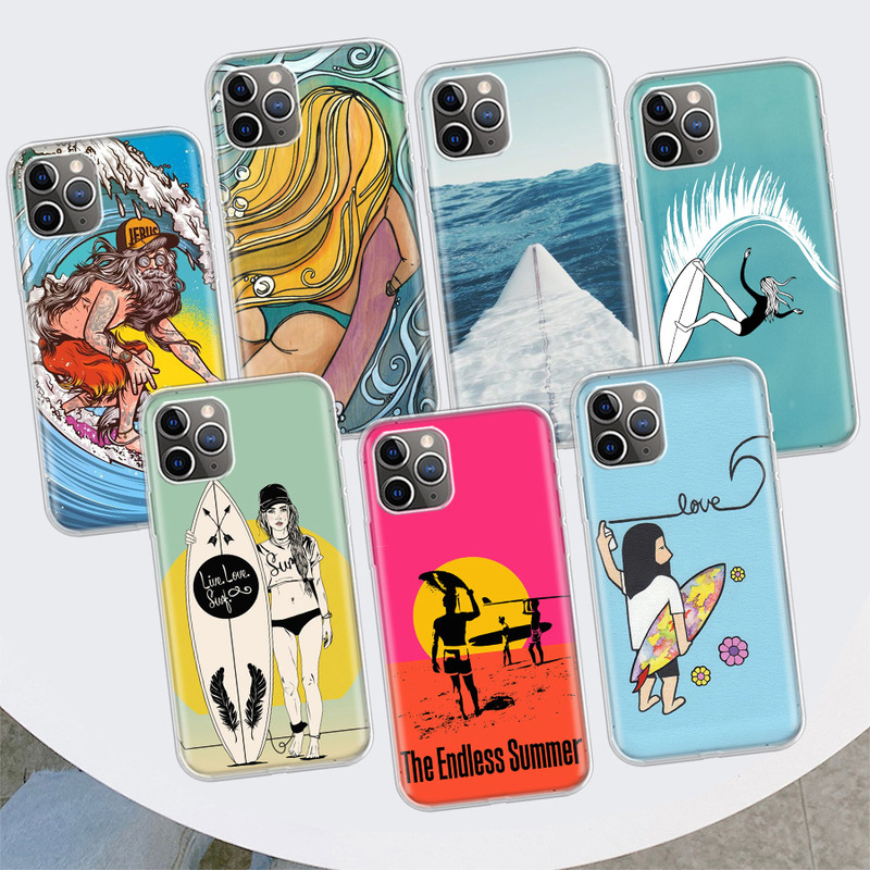 For Apple Phone Case Surfboard Surf Art Surf Girl Summer Phone Case Apple iPhone 11