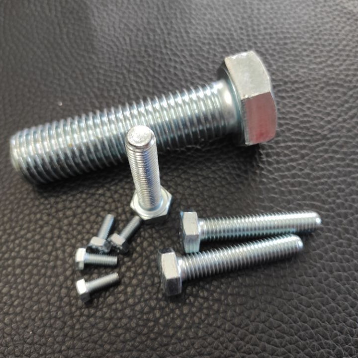 8.8级蓝白锌 DIN933 M10*45 50 55 60 65 70 六角头螺栓 全牙螺丝