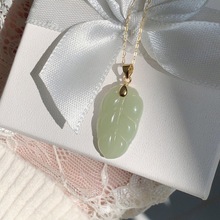 玉海厂家批发价和田玉叶子吊坠冰透树叶天然A货玉石金枝玉叶百搭