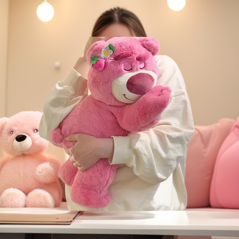 딸기 곰 인형 초대형 인형 잠자는 베개 곰 플러시 장난감 인형 소녀를위한 생일 선물