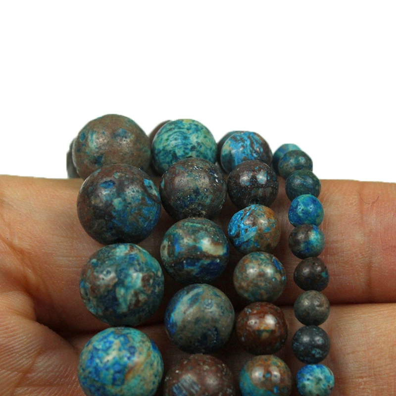 Turquoise natural ore, round beads, bracelet, accessory, earrings, necklace, materials set, handmade