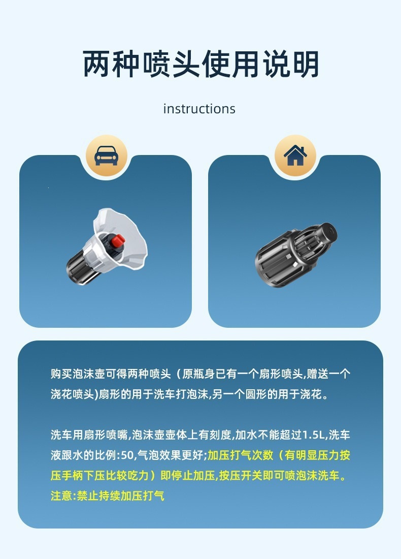 Manual Car Wash Foam Sprayer Handheld Household Car Wash Liquid Foaming Tool High-Pressure Pa Pot Car Cleaning Tool Set