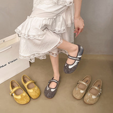 复古革面休闲鞋女平底单鞋女法式仙女风休闲玛丽珍鞋
