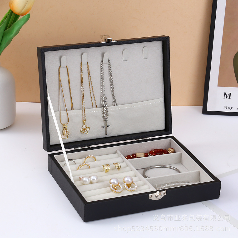 Caja de joyería de cuero, caja de joyería de regalo, anillo de joyería de una sola capa, pernos, caja de joyería, collar, stock transfronterizo