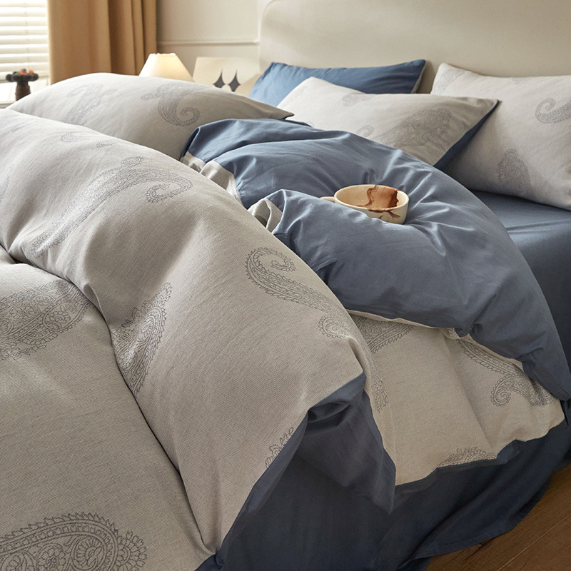 Una clase de madres y bebés Jacquard algodón puro cuatro piezas no impresa viento algodón desnudo cama