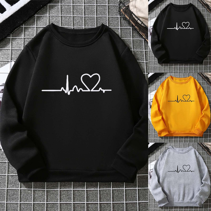 2025 cross-border autumn and winter heartbeat sweater female students European and American pattern fleece-lined hooded jacket AliExpress hoodie wholesale