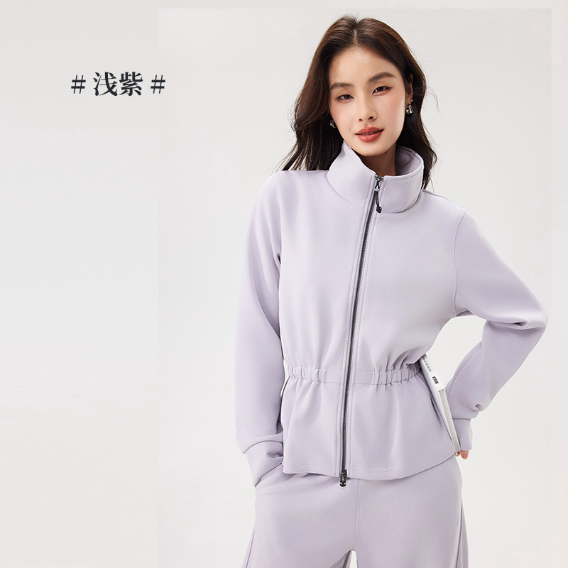 女士外套上衣肉感中空兰精莫代尔秋冬季新款收腰短款翻领拉链外套|undefined