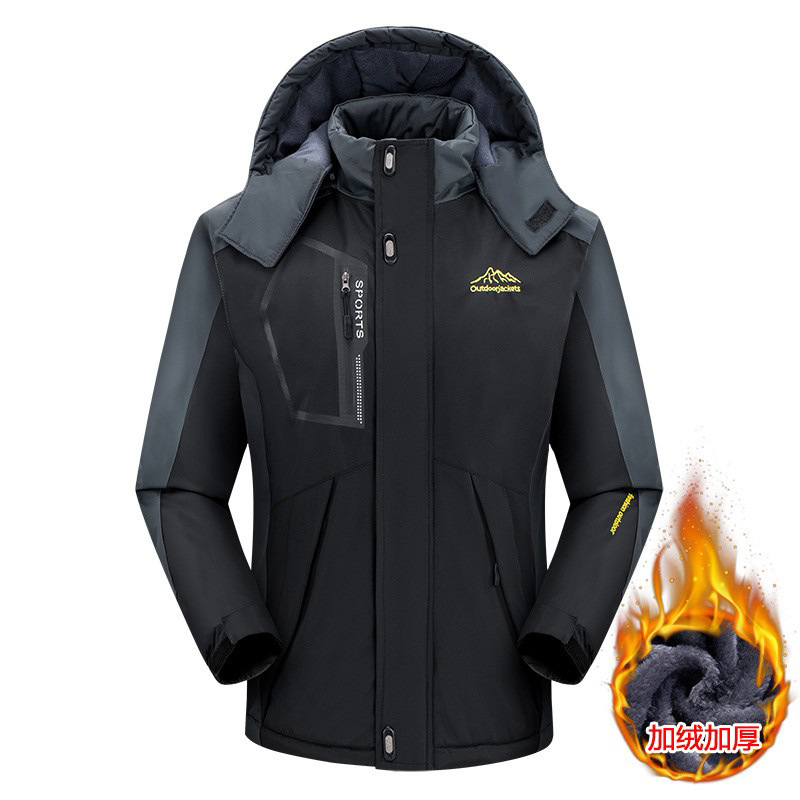 Chaqueta cortavientos deportiva de gran tamaño para hombre, impermeable, cortavientos y cálida para otoño e invierno, chaqueta holgada de forro polar para hombre.
