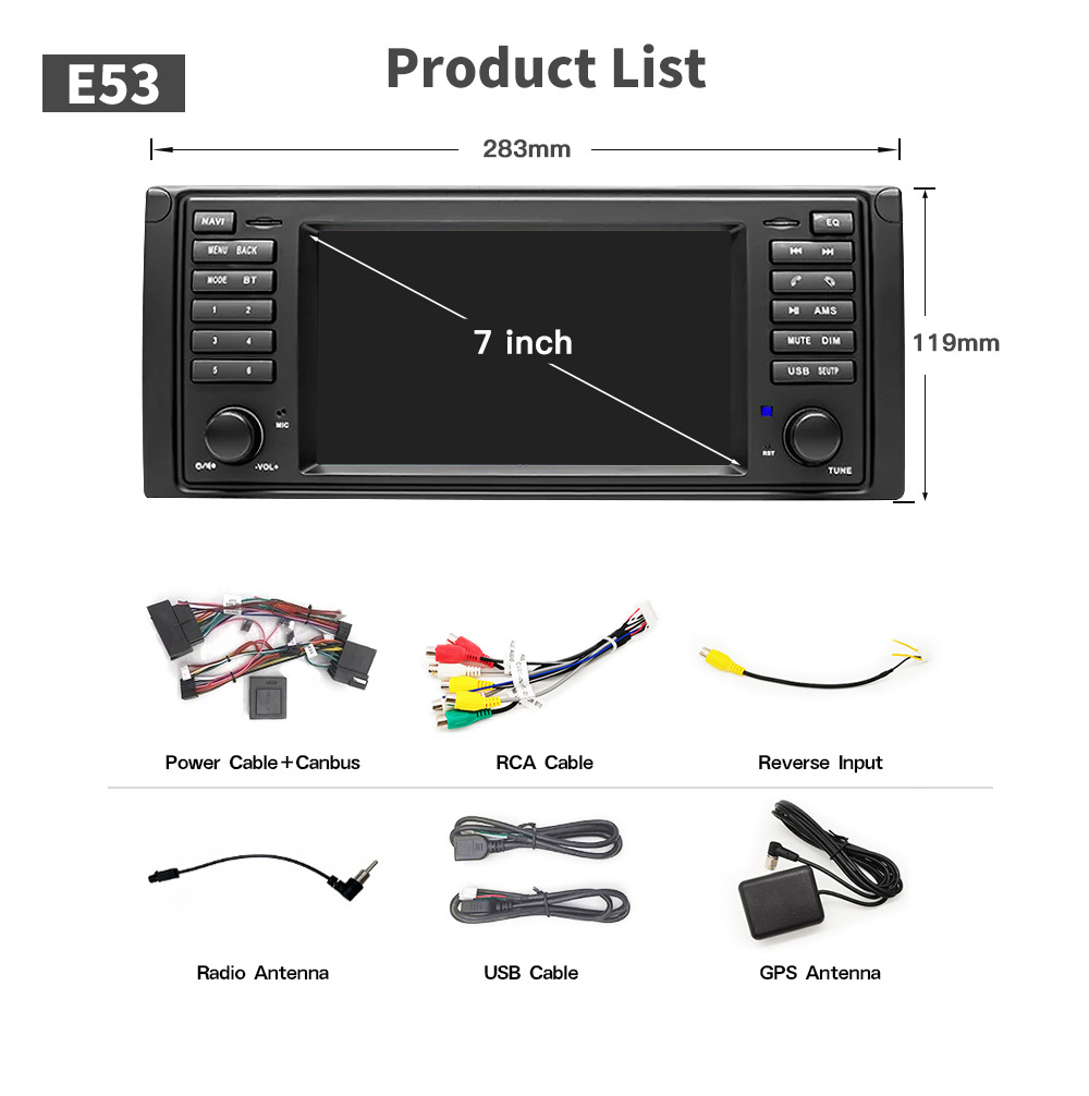 Car-Mounted Central Control Large-Screen Navigation System Suitable for Bmw X5 E53 M5 Wireless Carplay Radio Player