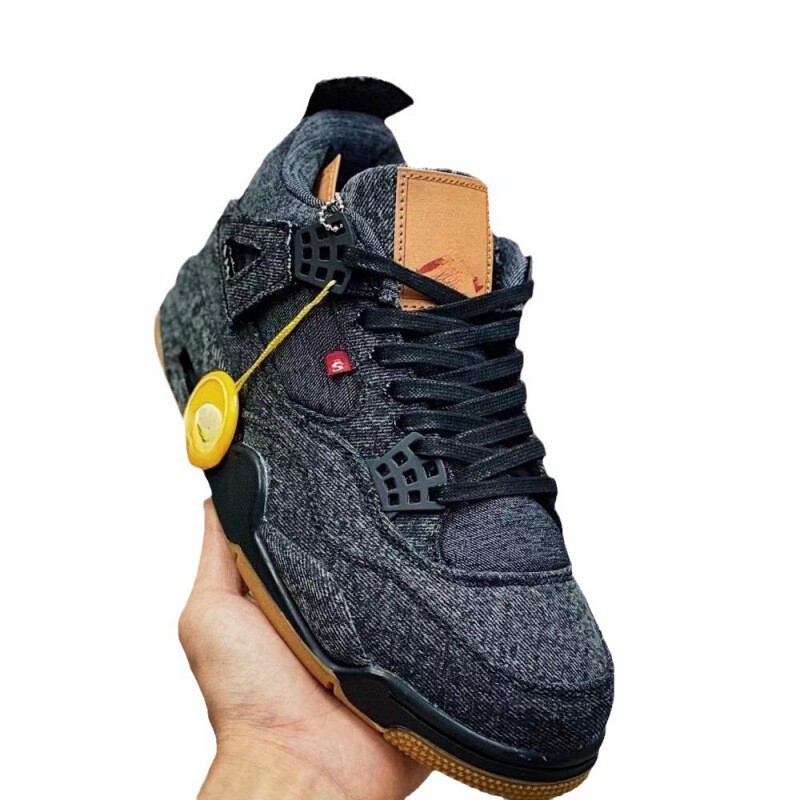 莆田工場 aj4 ピュアオリジナルバスケットボールシューズダークグリーンジョー 4 パープルデニム滑り止め耐摩耗性男性と女性のカジュアルランニングシューズ|undefined