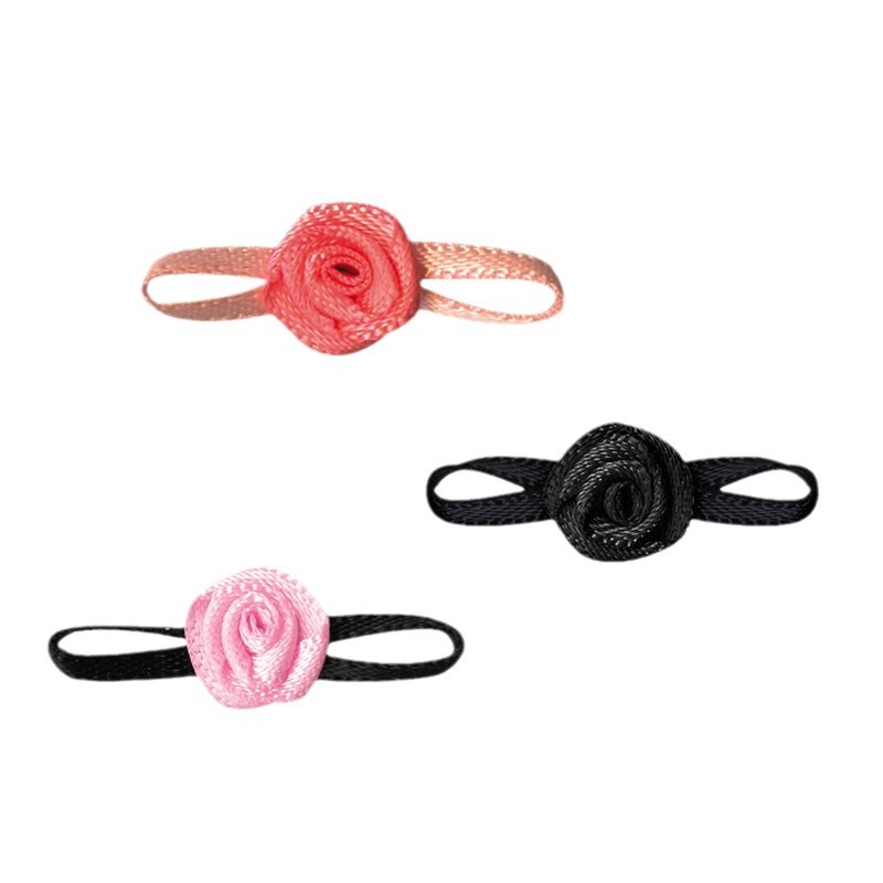 Yao Ming cinta hoja de ocho caracteres Rosa cinta flor hecha a mano pequeña flor cinta Rosa ropa interior ropa pequeña flor