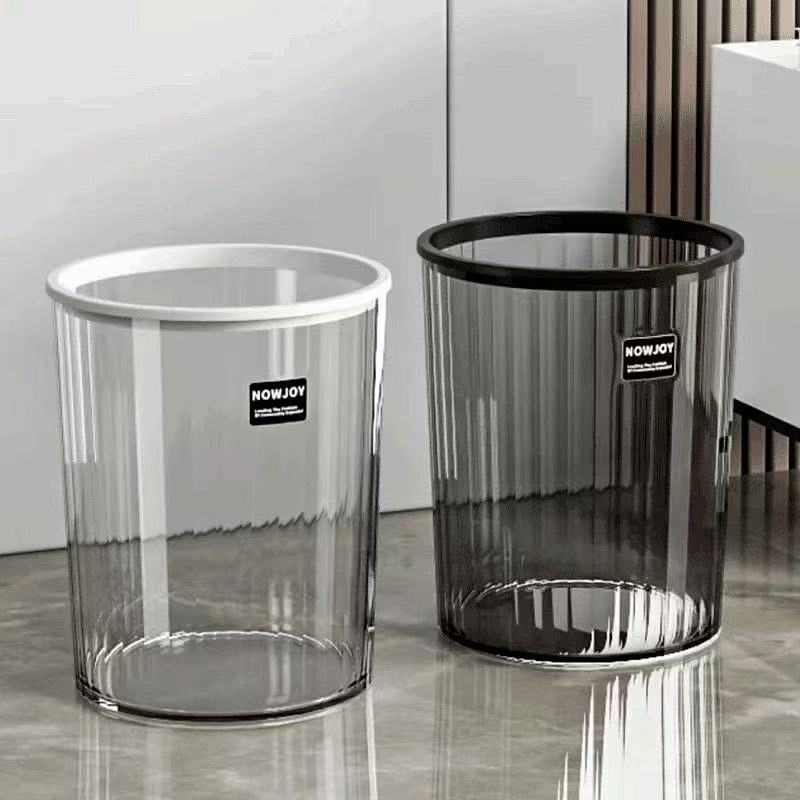 High-Transparency Luxury Trash Can for Home Use, Large Capacity Trash Bin, Transparent Trash Can, Modern Elevated Universal Flower Pot
