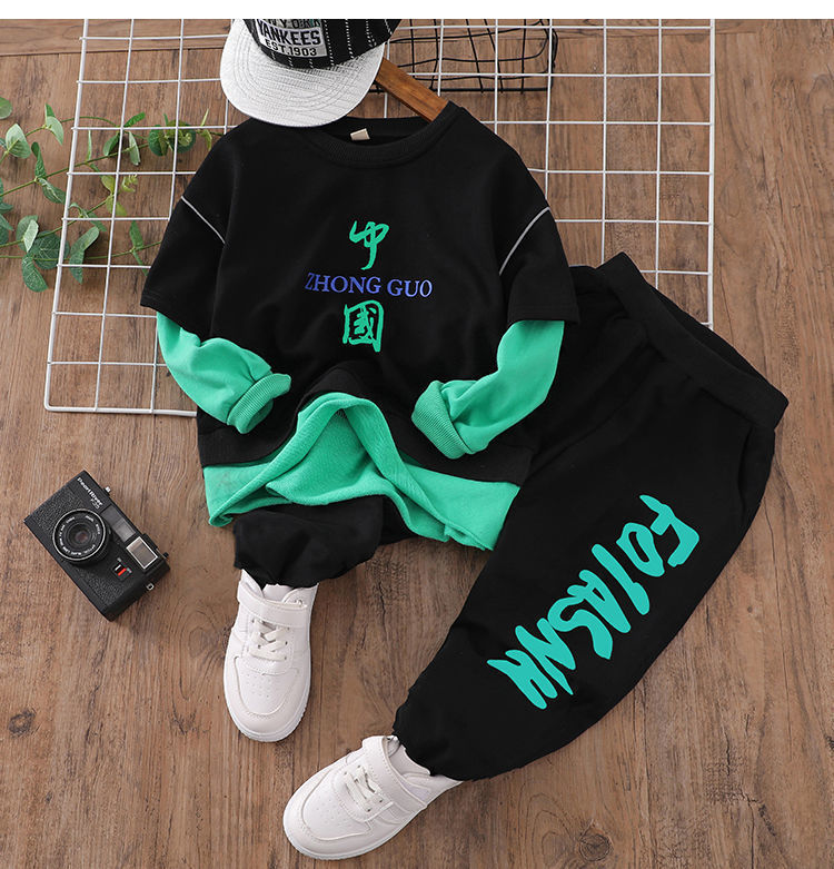 The new trendy and stylish two-piece Korean-style sporty sweatshirt set for men and boys in autumn and winter pic 13