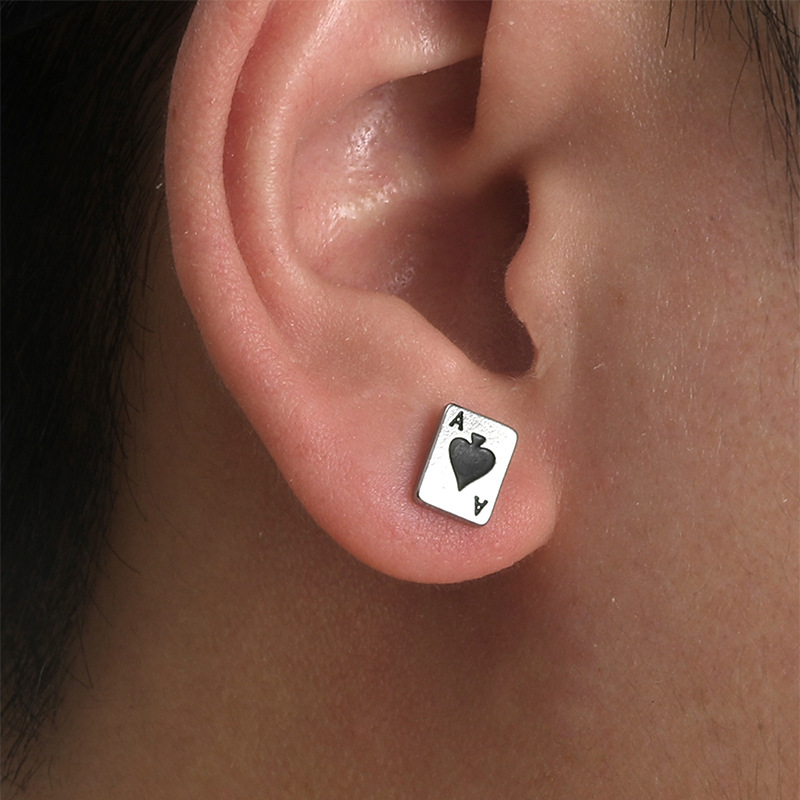 Retro Style Epoxy Craft Retro Geometric Stainless Steel No Inlaid Earrings Ear Studs