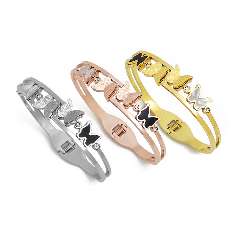 Yunyao estilo coreano de acero de titanio pulsera de mariposa abierta pulsera de resorte abierta no decoloración joyería image 6