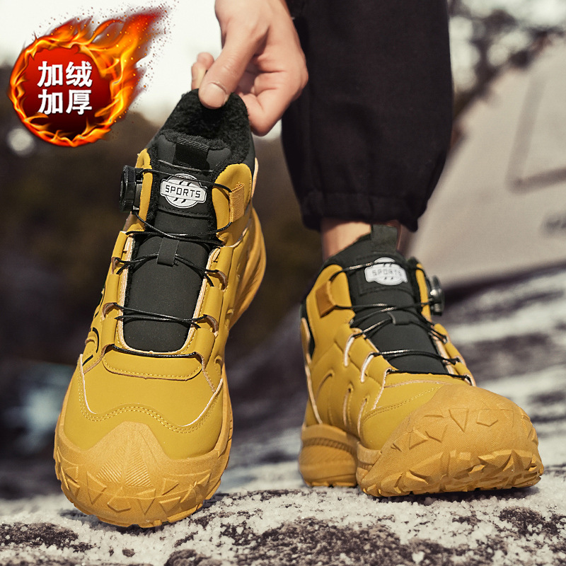 Zapatos deportivos casuales, zapatos de algodón, zapatos de invierno de alta calidad, zapatos de trabajo al aire libre con botón rotativo, zapatos de hombre de moda