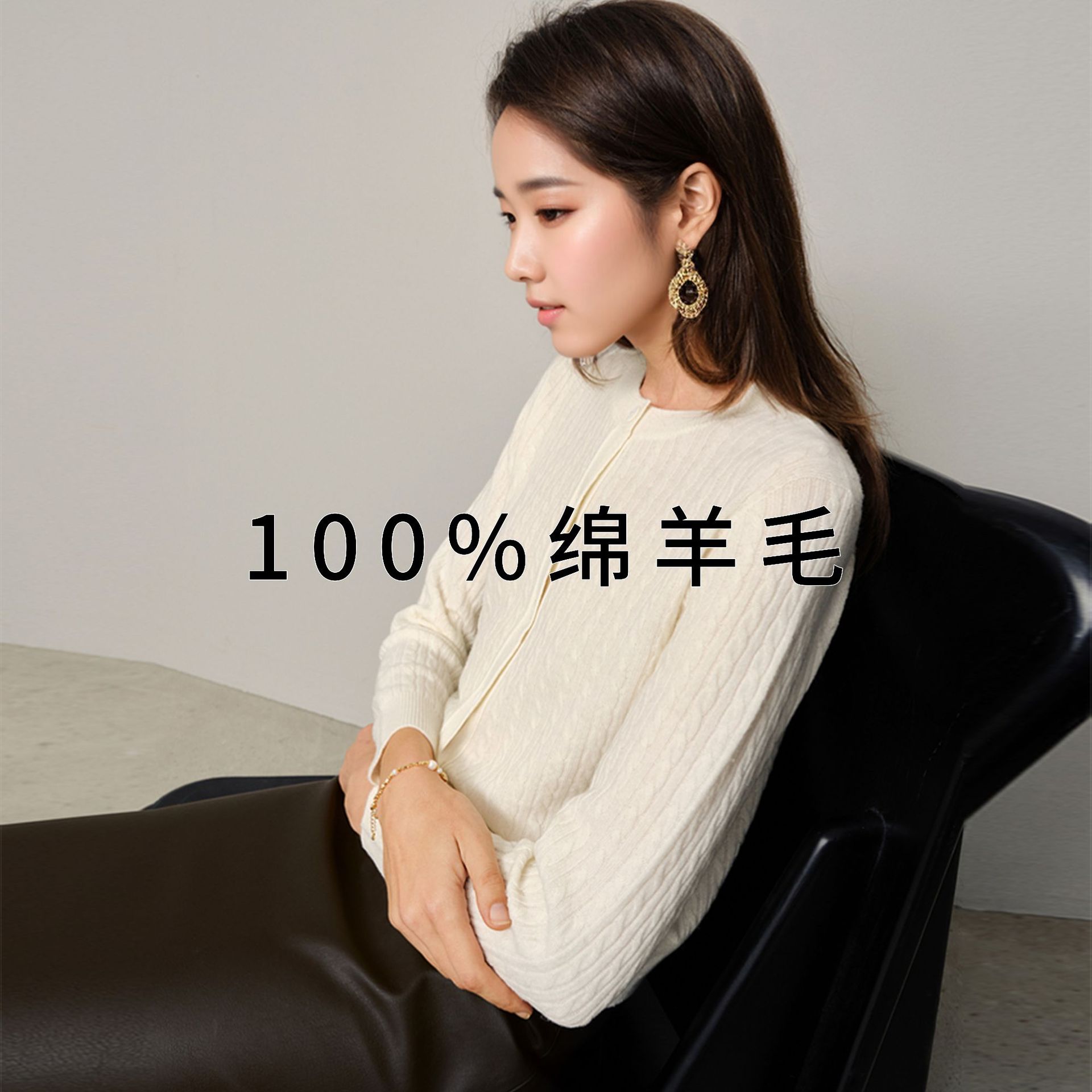 Luff's rope sweater cardigan Spring and Autumn New Puyuan cardigan women's classic sweater women's TN5708