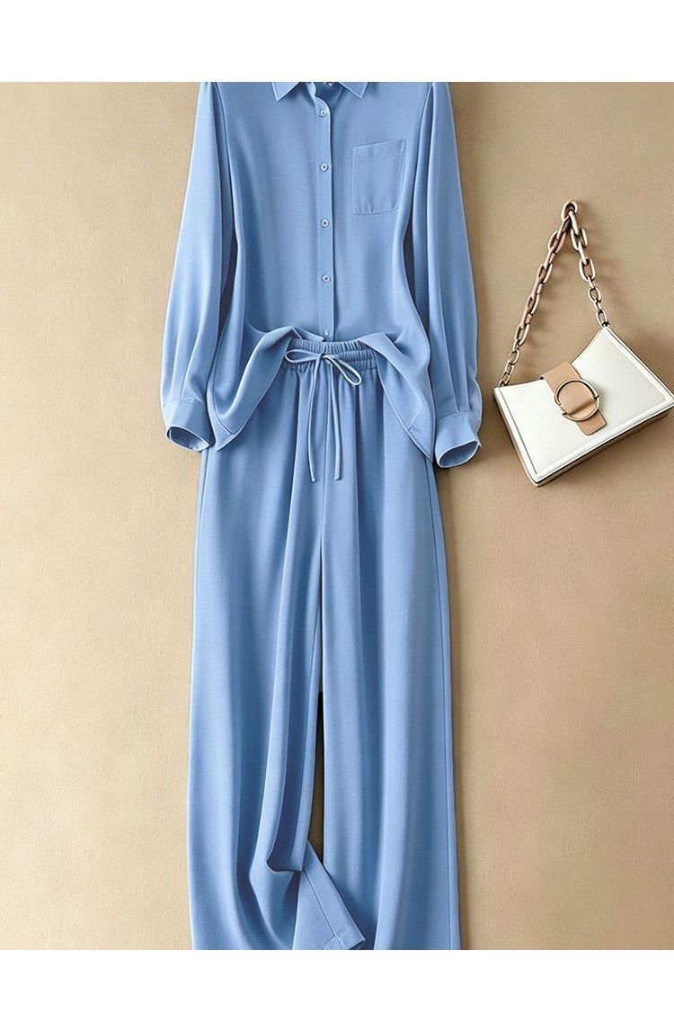 Damen Sommer Set Aus Baumwoll-leinen Bluse Und Hose Elegant_voghion.com