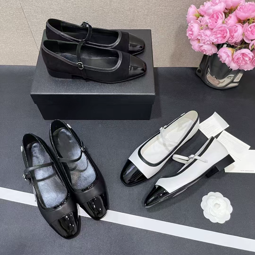 2025 Новый стиль Xiao Xiangfeng Mary Jen туфли одиночные туфли женские кожаные стили на толстых каблуках модные плоские балетные туфли
