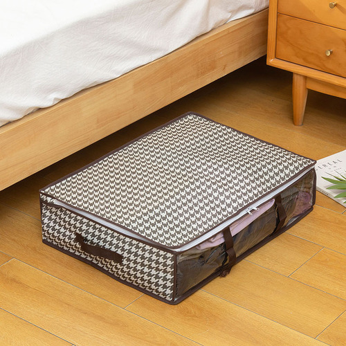 Clothing Storage Box, Wardrobe Quilt Organizer Bag, Transparent Home Use, Foldable Fabric Cotton Quilt & Clothing Storage Container