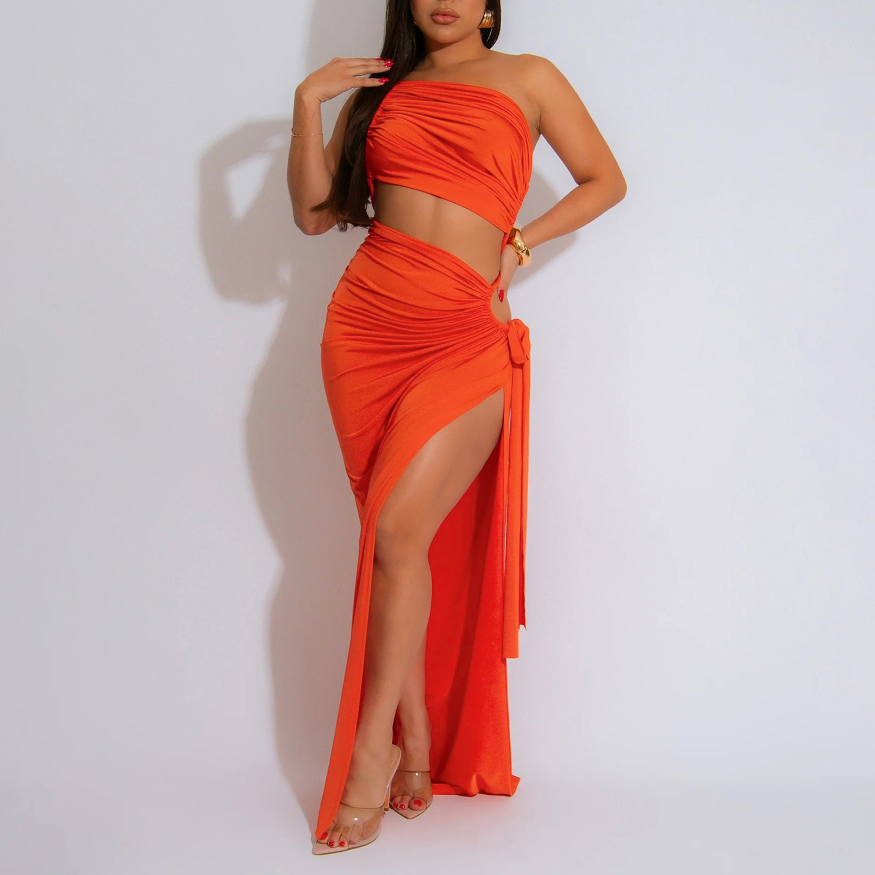 345g Weight Maxi Long Dress Dress Length Type Sleeveless Sleeve Length Sheath Dress Dresses Type Polyester Fabric Type High Waist Waist Line Banquet, Cocktail Party Occasion Strapless, Oblique collar Neckline Slim Fit Type Solid Color Pattern Summer Season Women's Gender Sexy, Streetwear Style Wholesale Women's Sexy Streetwear Solid Color Banquet Cocktail Party Strapless Oblique Collar Sleeveless Sheath Dress 10