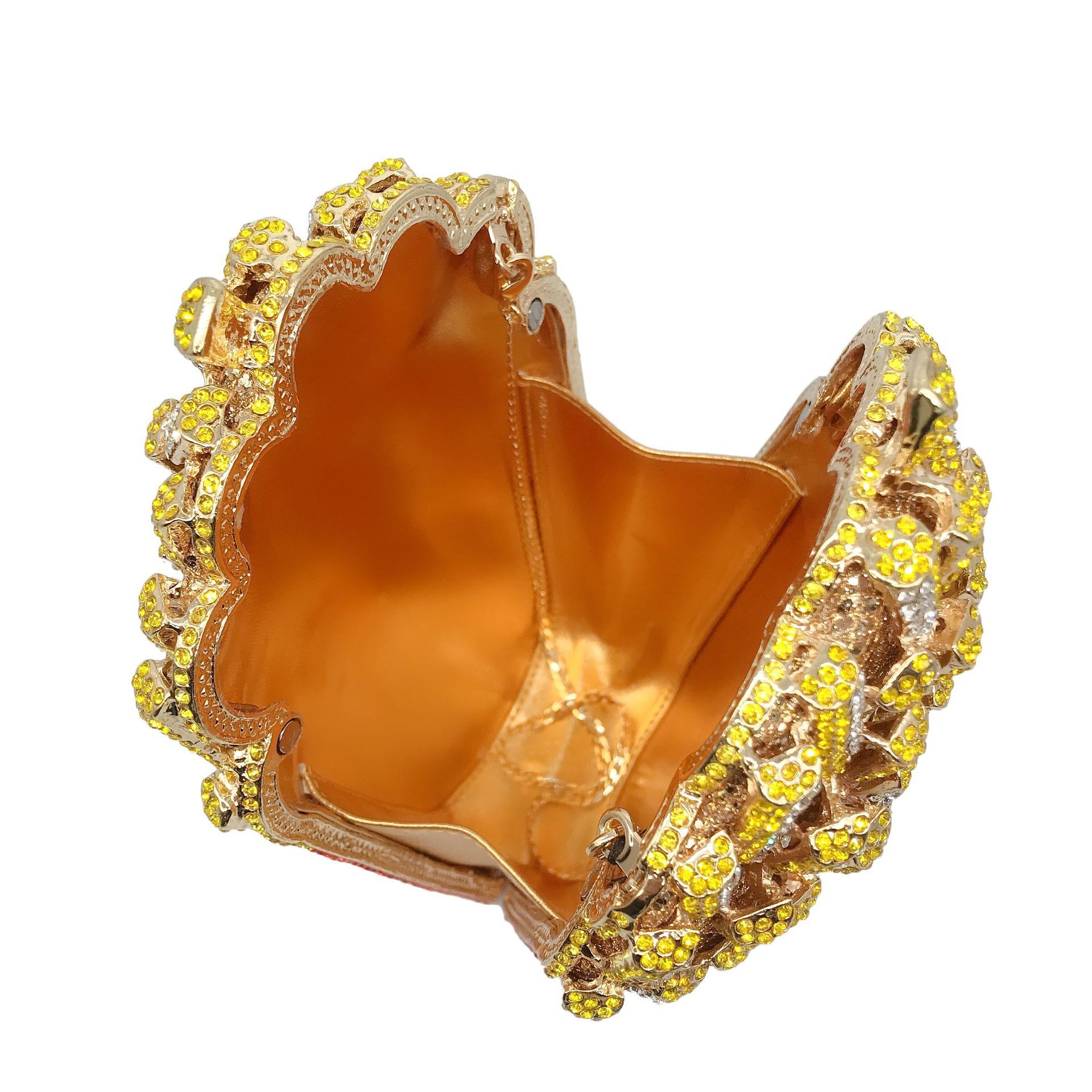 Fritas fritas rhinestone clutch papas fritas bolsas de cena con diamantes huecos bolsas de mano de diamantes