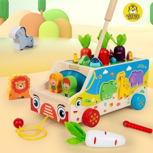 Wooden Rabbit Catching Insects and Pulling Radish Game Treasure for Young Kidsren Early Education Hand-Eye Coordination Training Multi-Functional Interactive Toy