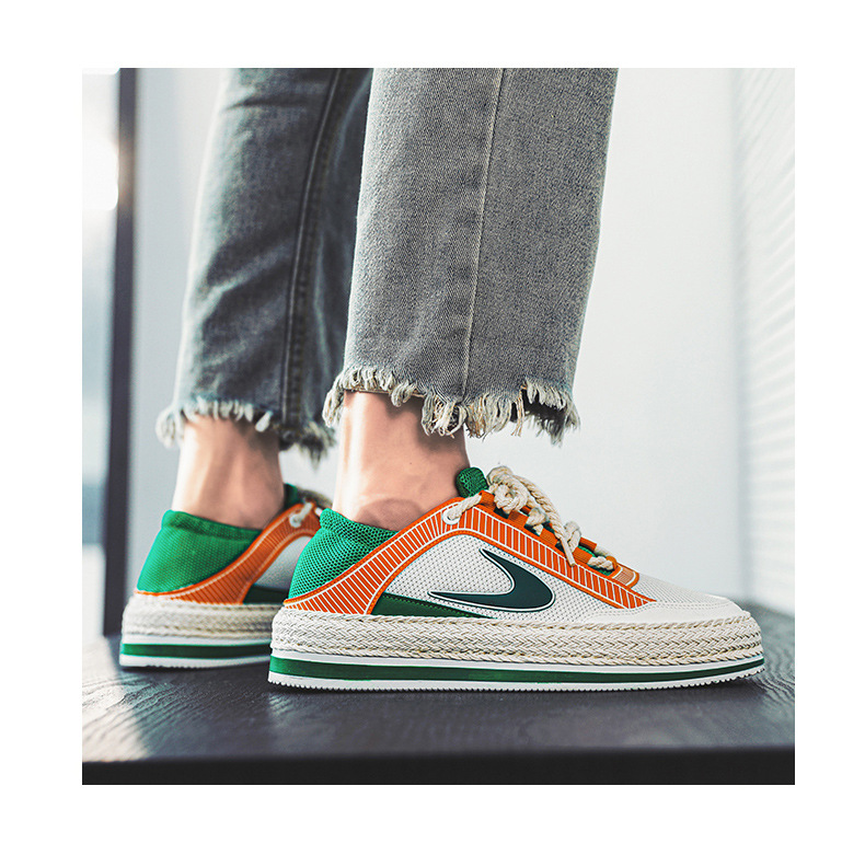 Scarpe da uomo autunnali Nuove scarpe sportive in mesh Un pedale Scarpe da marea intrecciate in paglia a doppio scopo con fondo spesso Scarpe casual da studente traspiranti da uomo_voghion.com