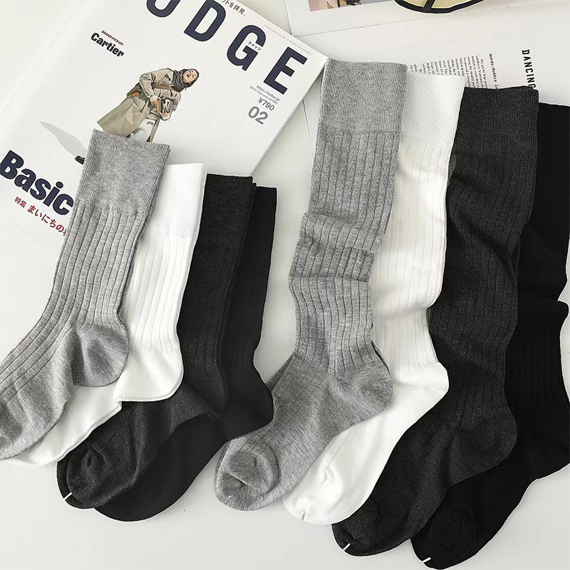 New minimalist socks spring and summer breathable stockings cotton socks mid-length socks knee socks ins tide socks wholesale calf socks