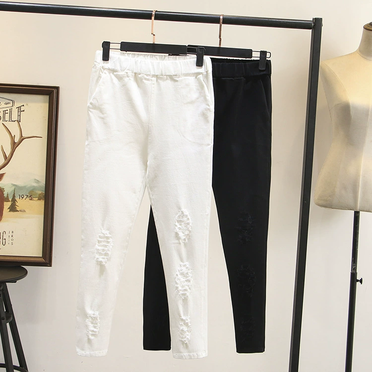 Elastic fitted trousers, plus size