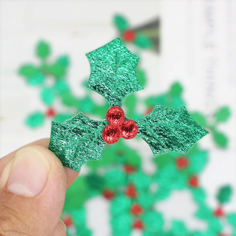 Новогодняя декоративная sequins, лазерное золото/серебро ткань, еловый рисунок, 3,5 см или 5 см, 100 штук