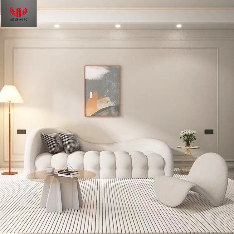 Nórdico casero crema sofá de arco salón de belleza residencial tienda de ropa sofá de recepción simple sofá de forma especial