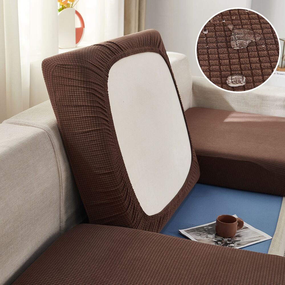Funda de sofá elástica tipo waffle repelente al agua, funda de cojín de sofá de cobertura completa, funda de sofá estilo nórdico, tela protectora antiarañazos de gato.
