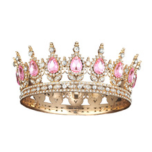 时尚新款欧款跨境热销巴洛克新娘圆形大皇冠水钻满冠头饰亚马逊