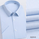 Sọc xanh nhạt - Tay ngắn - Nam - Cổ vuông 32