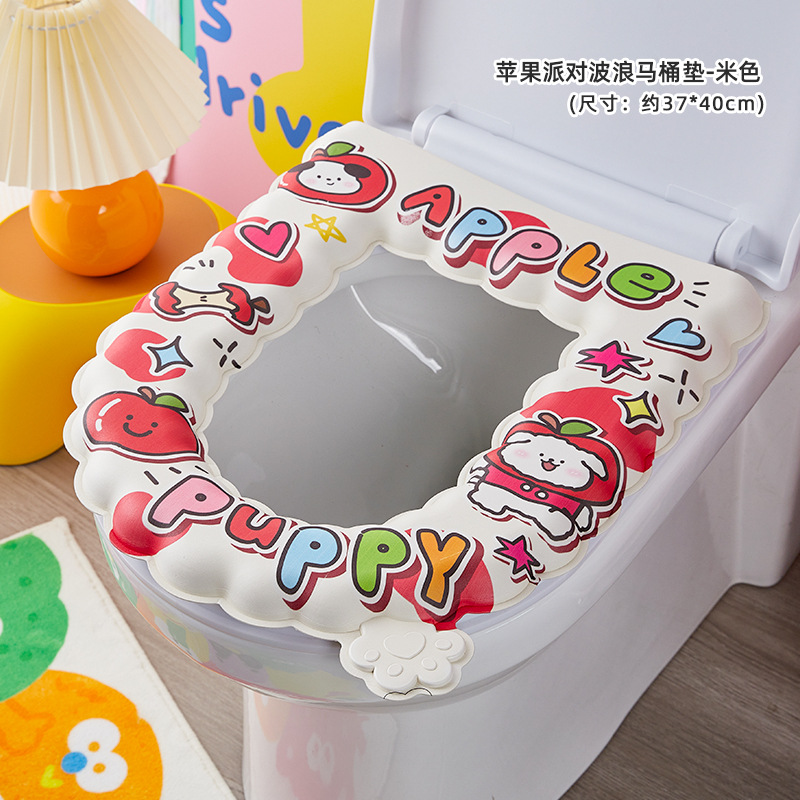 Cojín de inodoro de impresión de dibujos animados impermeable a prueba de suciedad cubierta de inodoro doméstico suave cuatro estaciones cojín de inodoro lavable universal