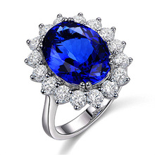 戴妃款藍寶石戒指開口可調節坦桑石藍寶石戒指彩寶石女活口指環批