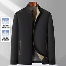 夹克外套男款春秋新款男装中老年爸爸装上衣商务休闲男士行政茄克