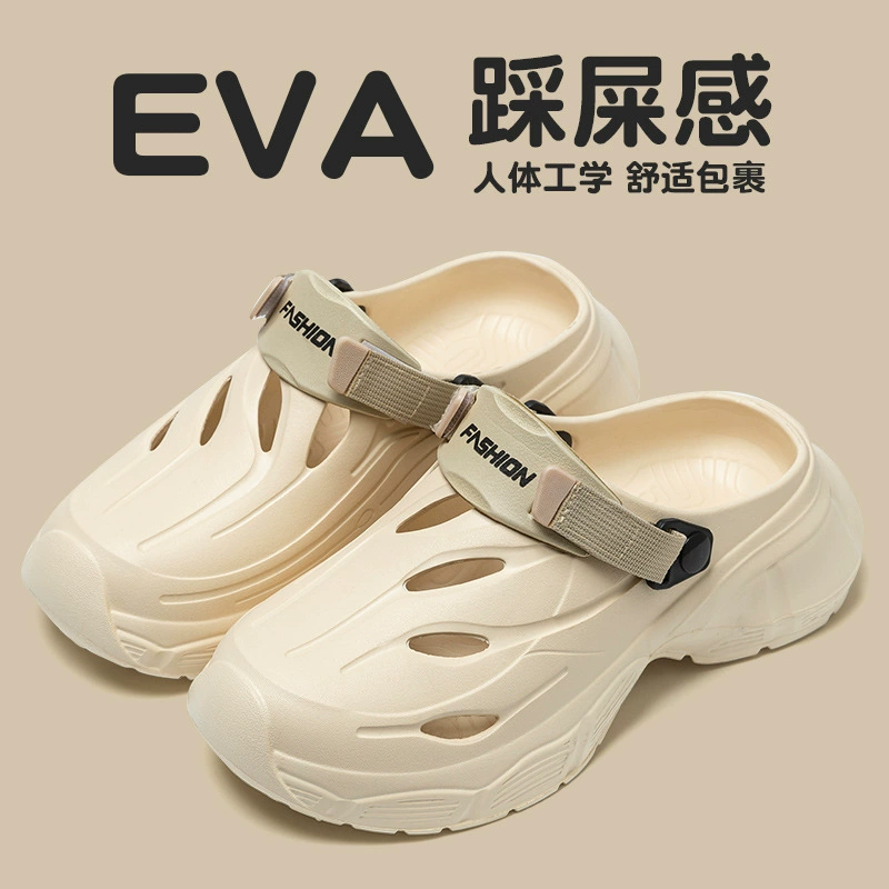 Мужские сабо на толстой подошве, новинка 2025 года, нескользящая модная легкая летняя дышащая и удобная обувь с закрытым носком.