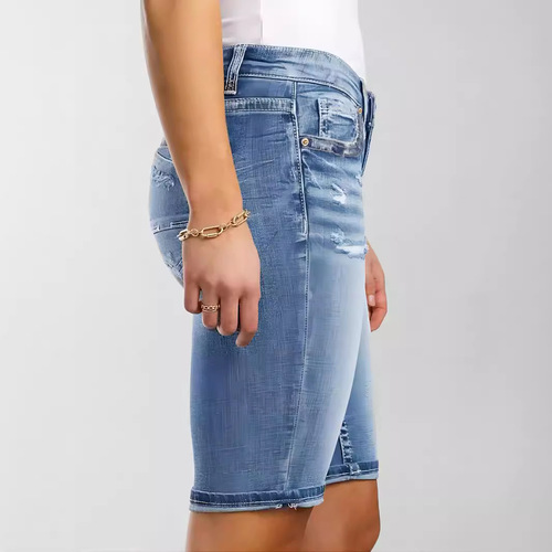 Women's pockets and holes, casual Bermuda denim shorts, popular sales