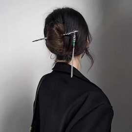 新中式竹节龙纹流苏发簪盘头发饰步摇清冷感金属簪子古风汉服头饰