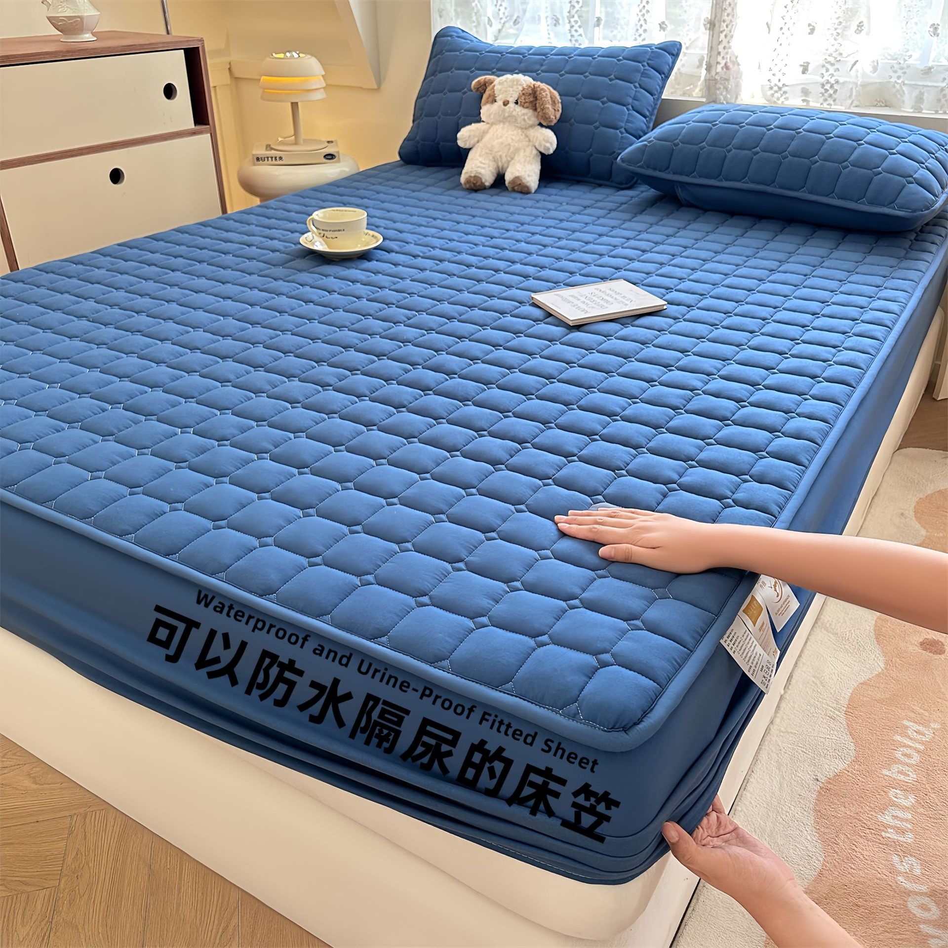 Madre e infante clase A cama antibacteriana Kasa verdadera algodón impermeable cubierta de cama diafragma cubierta de colchón cubierta de cama de algodón intercalada cubierta de cama de una sola pieza