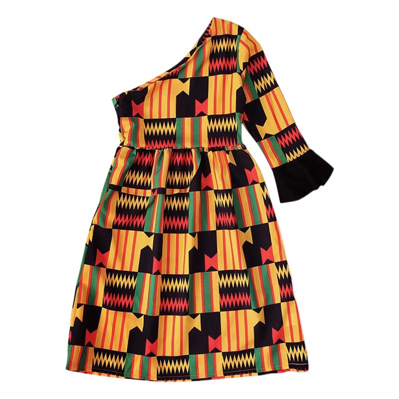 Cute Baby Children's European and American Girls African Bohemian Style Shoulder Long Dress Children's Clothing ins