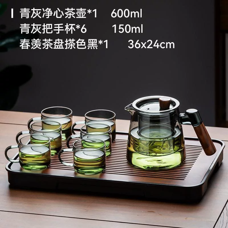 Glass tea set, teapot, tea cup for office