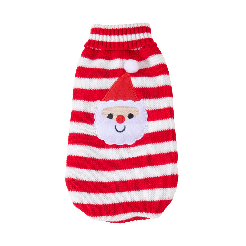Suéteres quentes para animais de estimação transfronteiriços de outono e inverno, roupas de malha listradas de Natal para cães de pequeno e médio porte em estoque