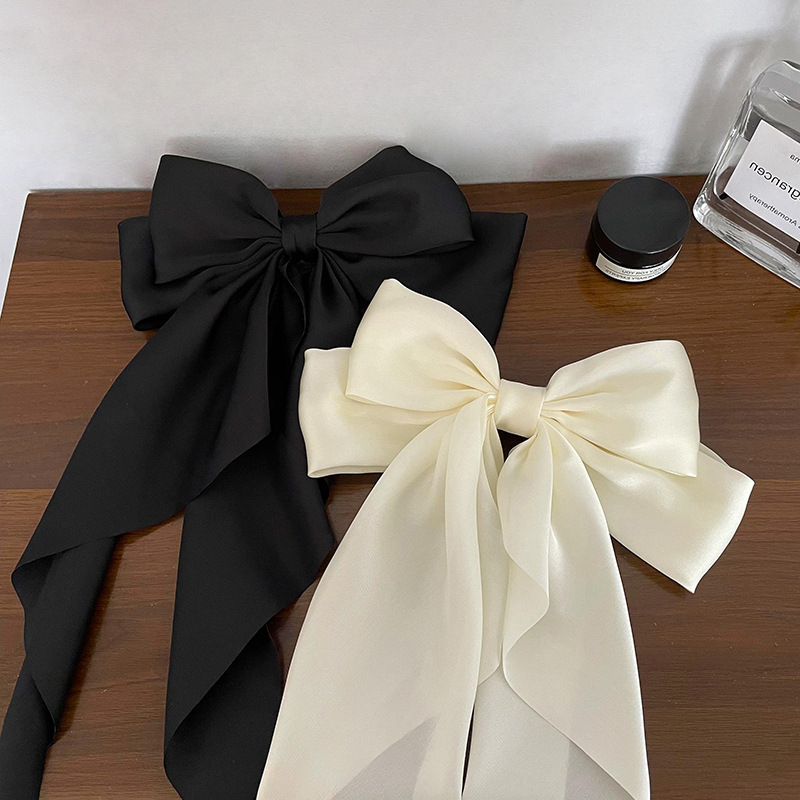 Korean Style New Arrival Bow Ribbon Hair Clip Simple and Generous Silk Spring Clip Fixed Hair Clip Retro Internet Celebrant Korean Style New Arrival Bow Ribbon Hair Clip Simple and Generous Silk Spring Clip Fixed Hair Clip Retro Internet Celebrant
