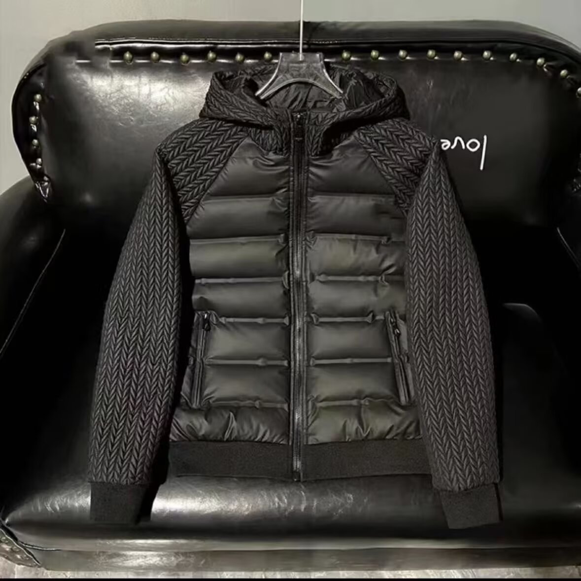 时尚潮流连帽棉服冬季休闲轻奢风拼接设计感高级气质保暖夹克外套