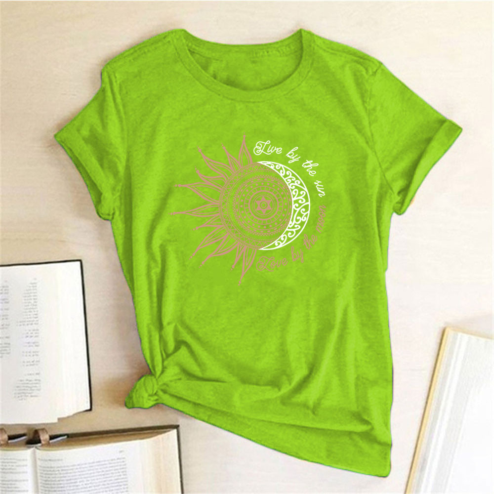 Regular Top Length Wholesale Women'S Streetwear Sun Letter Short Sleeve Printing T-Shirts