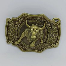 跨境电商平台热销款式 花纹底套牛头皮带扣 西部风格腰带扣