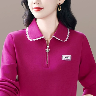 2025春秋新款女运动休闲套装长袖POLO领透气弹力训练服两件套